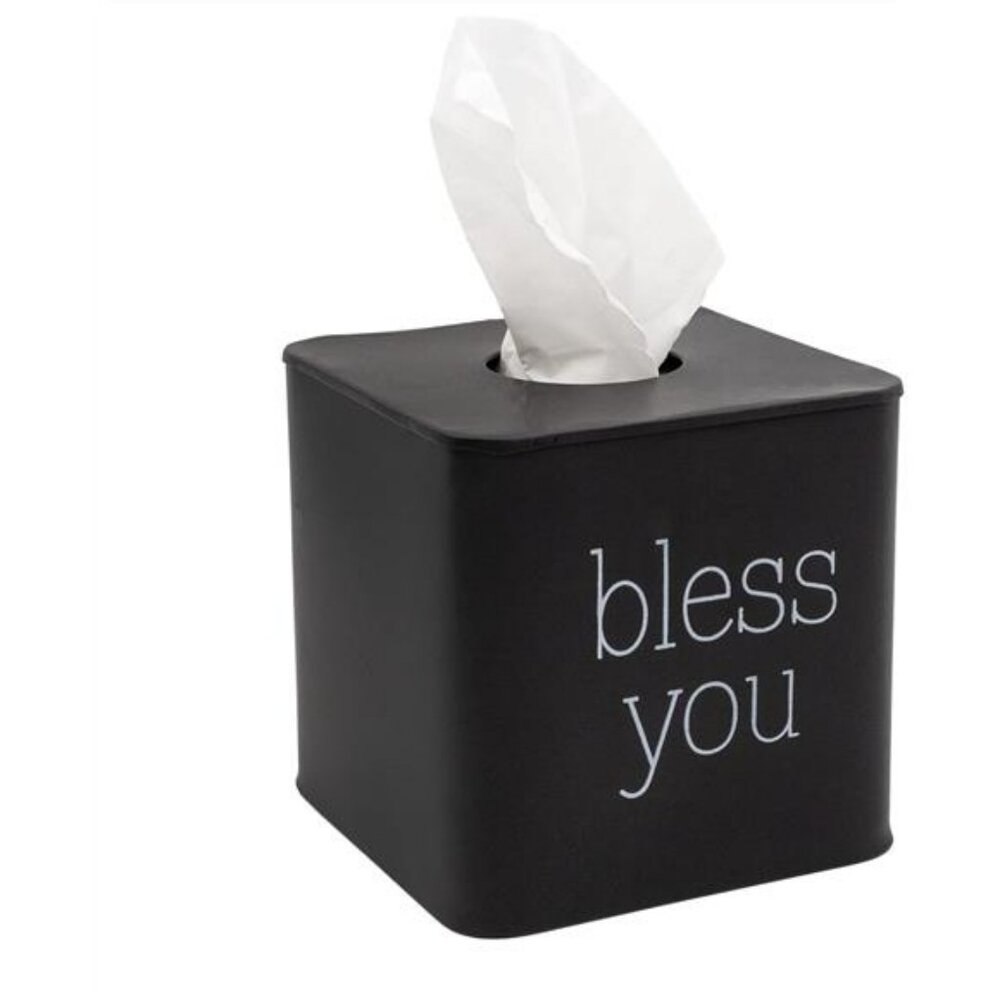 Black metal square tissue box cover cube tissue holder for bathroom bedroom offi